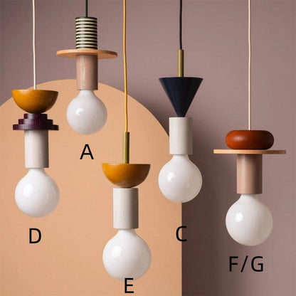 Colorful Wooden Block Pendant Lamp