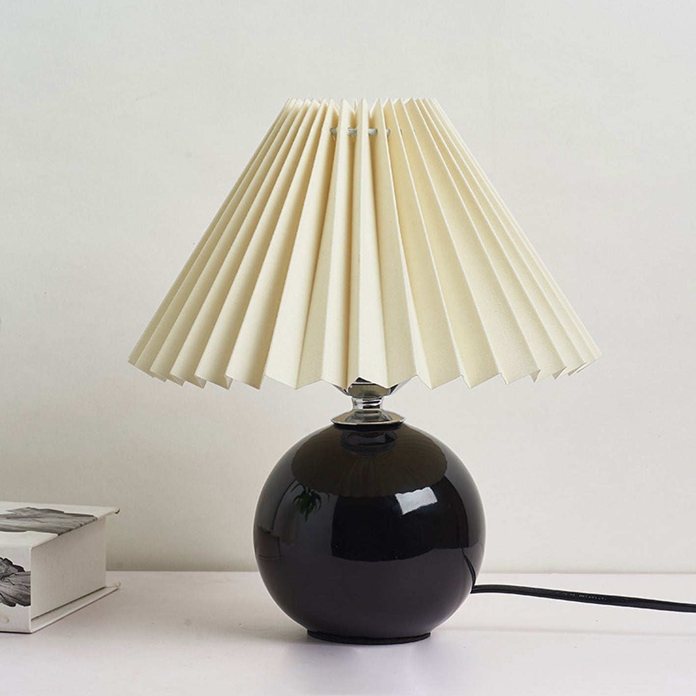 Simple Ceramic Desk Lamp with Folded Shade