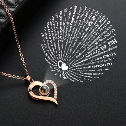 Romantic Multilingual Love Pendant Necklace