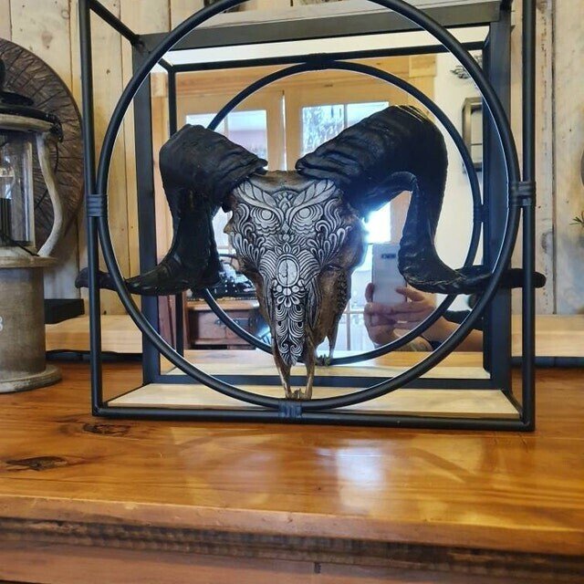 Decorative Ram Skull Figurine