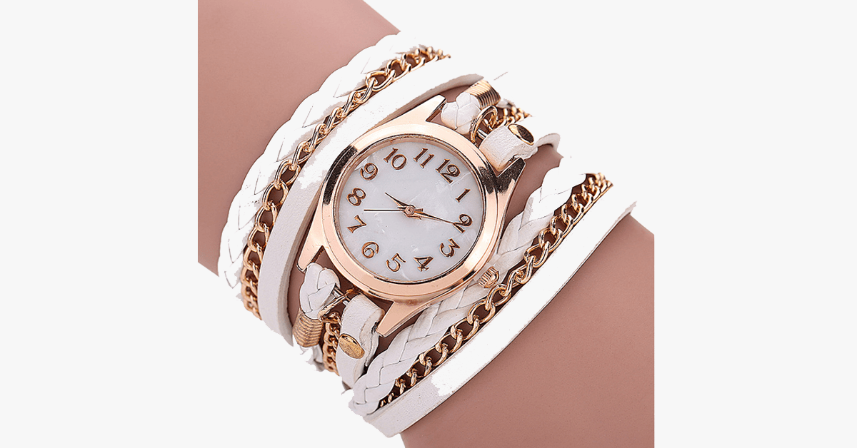 Stylish Gold Quartz Watch with Colorful Straps - Cofik