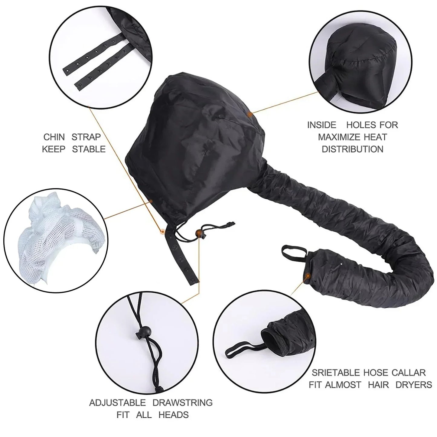 Travel Curl Hair Dryer Bonnet Cap