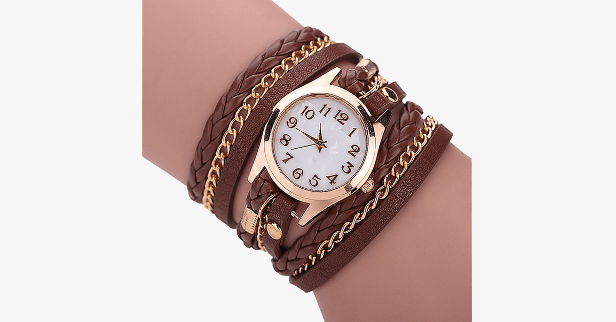 Stylish Gold Quartz Watch with Colorful Straps
