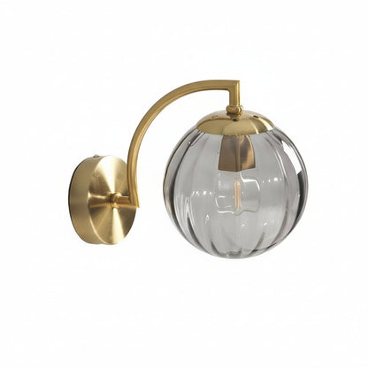 Contemporary LED Wall Light with Curved Arm Glass Shade