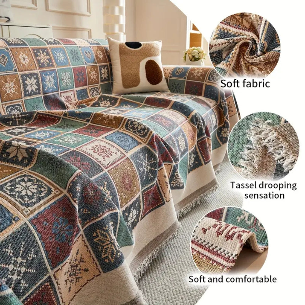 Cozy Bohemian Knit Couch Slipcover