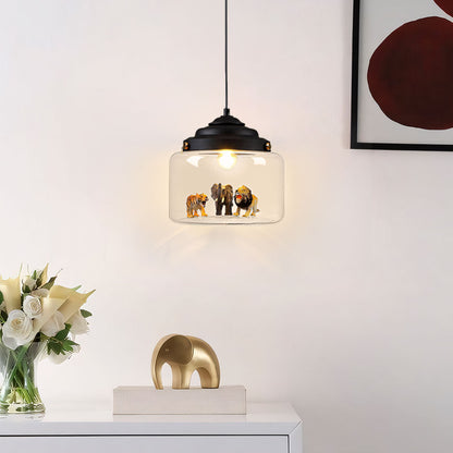 Colorful Kids Glass Pendant Lamp Fun Animal Theme