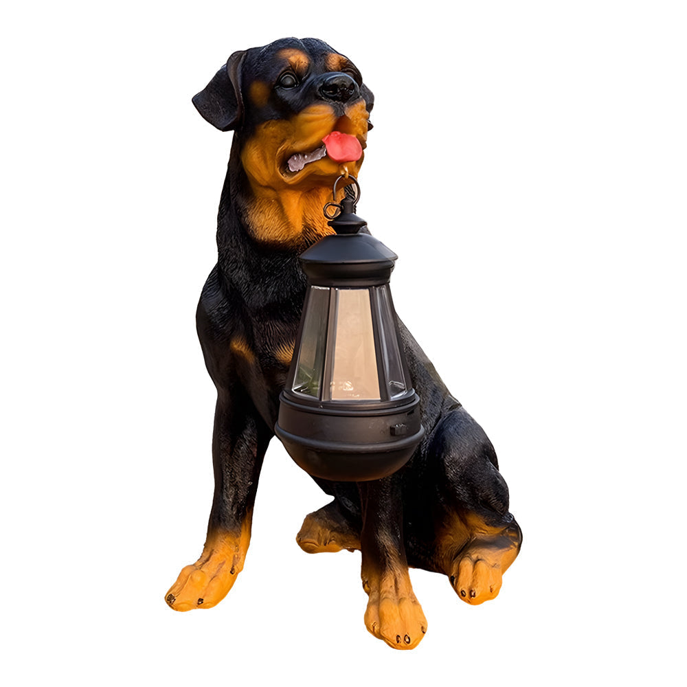 Solar Powered Outdoor Garden Lights with Dog Statue