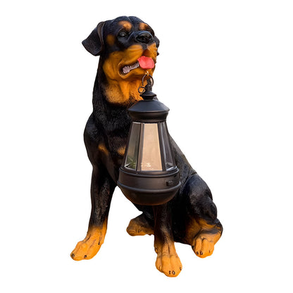 Solar Powered Outdoor Garden Lights with Dog Statue