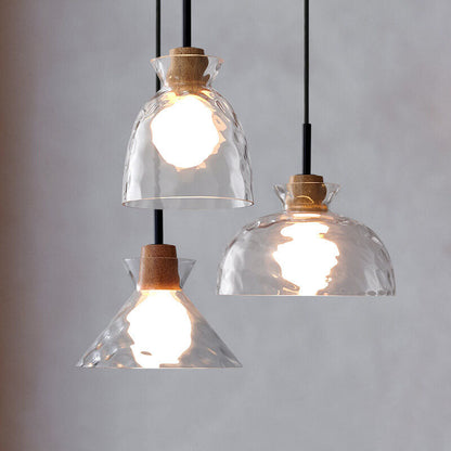 Stylish Wooden Glass Pendant Ceiling Light