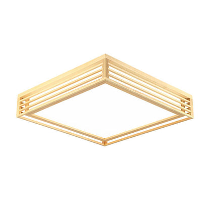 Sleek LED Ceiling Light Wooden Beige Modern Room Fixture