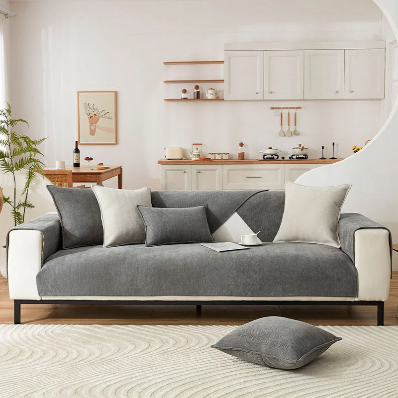 Plush Check Soft Sofa Slipcover Furniture Protector - Cofik