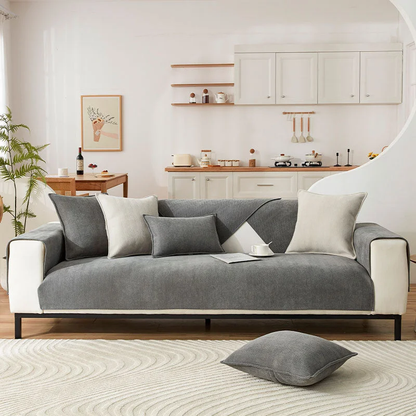 Plush Check Soft Sofa Slipcover Furniture Protector - Cofik