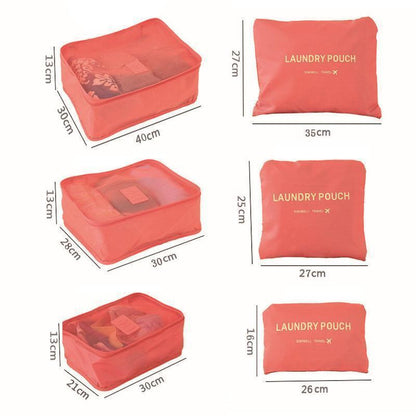 Compact Travel Bag Packing Organizers 6 Pack