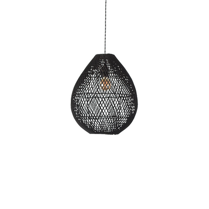 Natural Woven Rattan Black Hanging Lamp