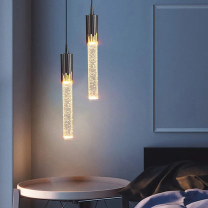 Clear Glass Pendant Light in Sleek Cylinder Design