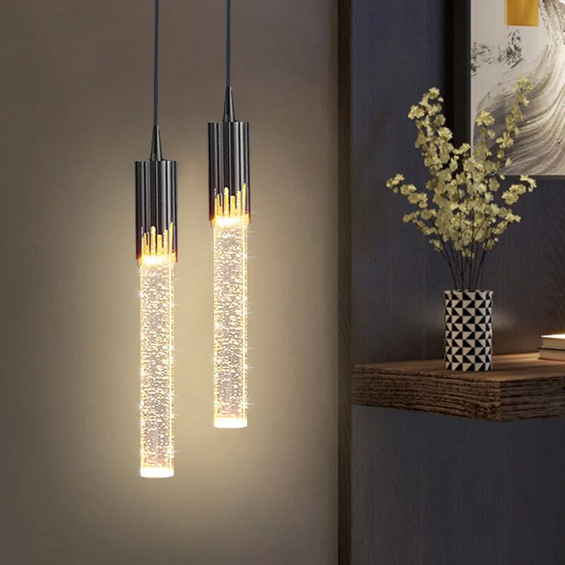 Clear Glass Pendant Light in Sleek Cylinder Design