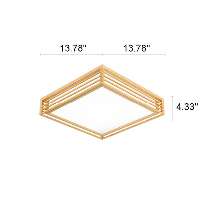 Sleek LED Ceiling Light Wooden Beige Modern Room Fixture
