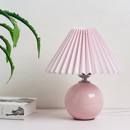 Simple Ceramic Desk Lamp with Folded Shade