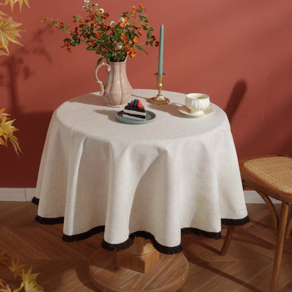 Simple Beige Cotton Table Cloth Rustic Look
