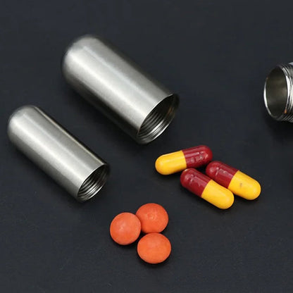 Travel Mini Pill Box Stainless Steel Case
