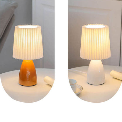 Vintage Style Desk Lamp with Fabric Shade and Metal Base