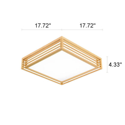 Sleek LED Ceiling Light Wooden Beige Modern Room Fixture
