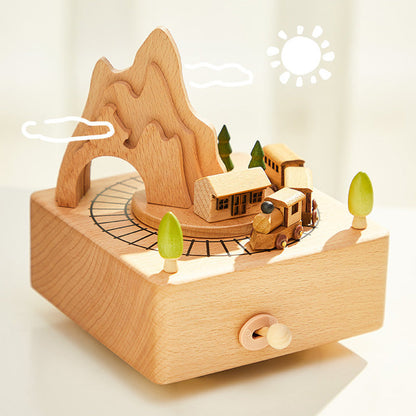 Unique Handcrafted Wood Music Box Turntable