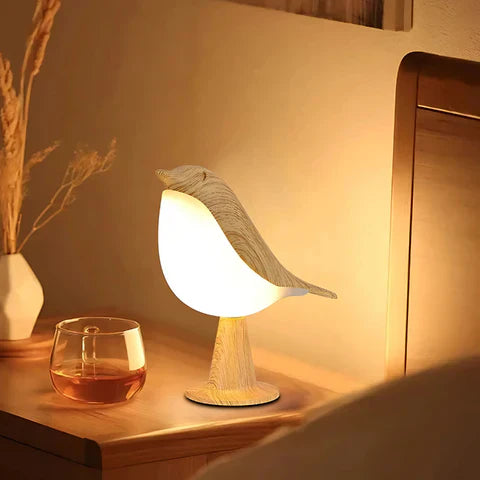 Compact Bird Table Lamp with Colorful Night Light