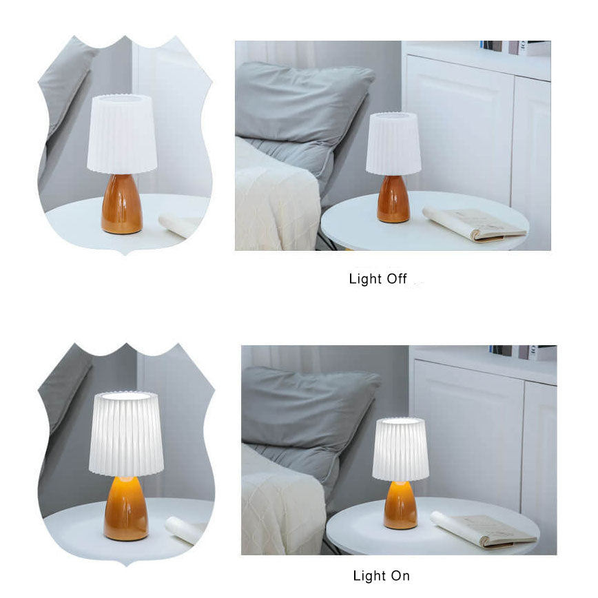 Vintage Style Desk Lamp with Fabric Shade and Metal Base