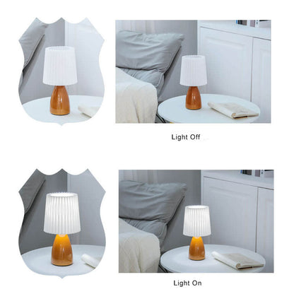 Vintage Style Desk Lamp with Fabric Shade and Metal Base