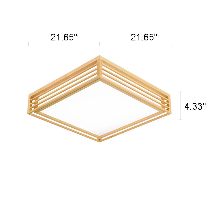 Sleek LED Ceiling Light Wooden Beige Modern Room Fixture