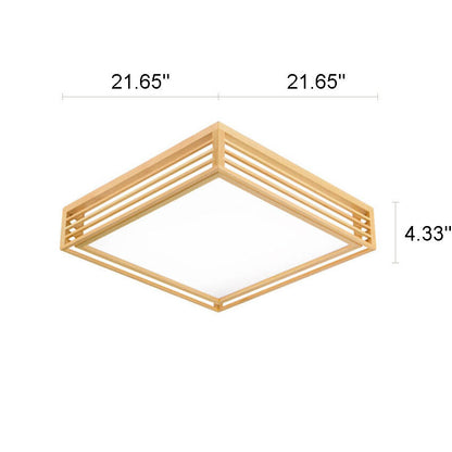 Sleek LED Ceiling Light Wooden Beige Modern Room Fixture