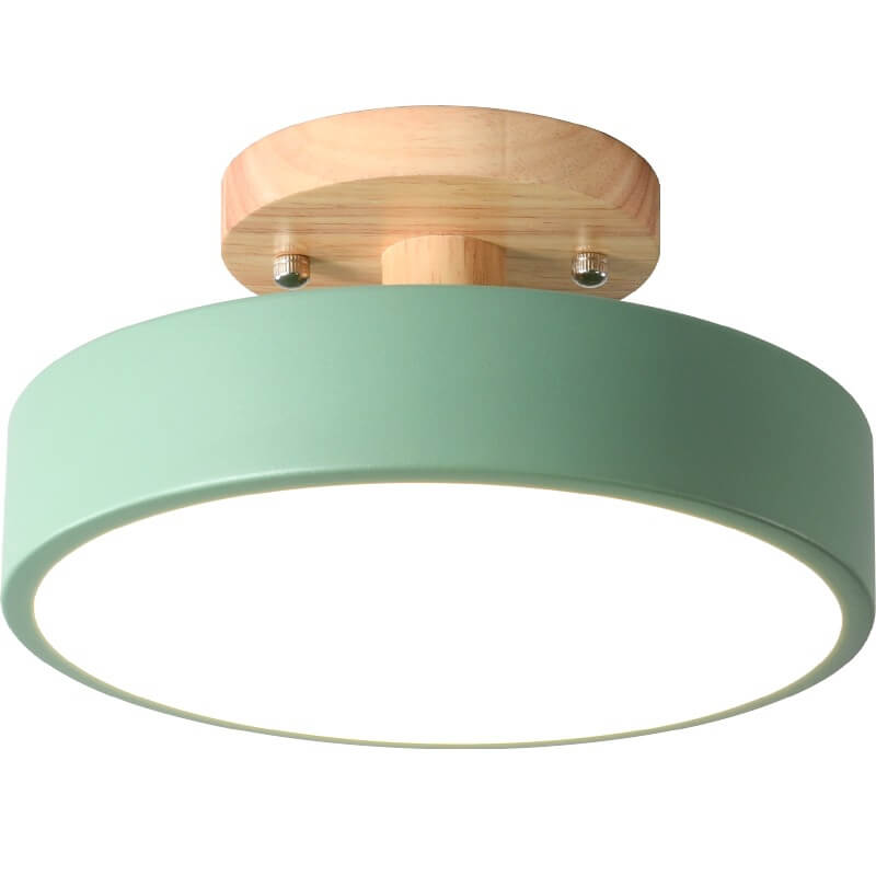 Sleek Wooden LED Semi Flush Mount Ceiling Light