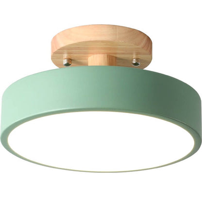 Sleek Wooden LED Semi Flush Mount Ceiling Light