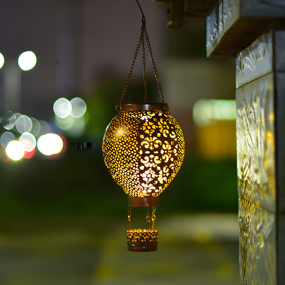 Outdoor Solar Powered Metal Lantern Hanging Garden Light - Cofik