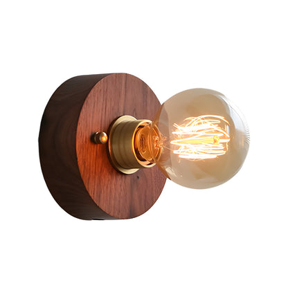 Classic Wooden Wall Light with Chain Switch
