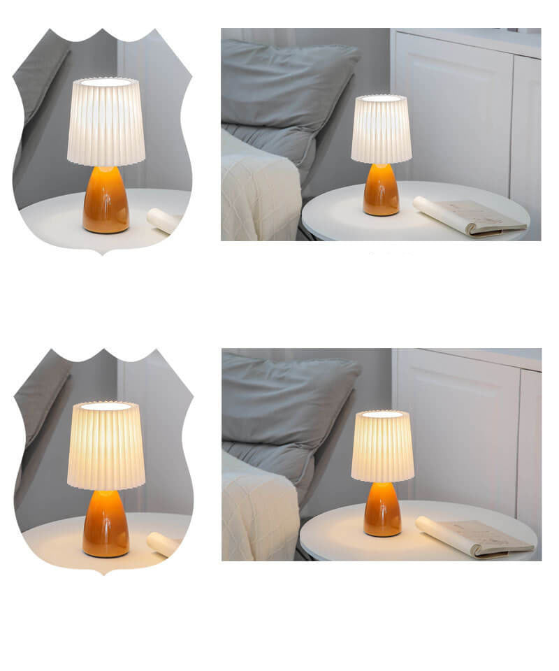 Vintage Style Desk Lamp with Fabric Shade and Metal Base