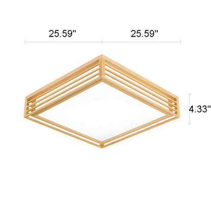 Sleek LED Ceiling Light Wooden Beige Modern Room Fixture