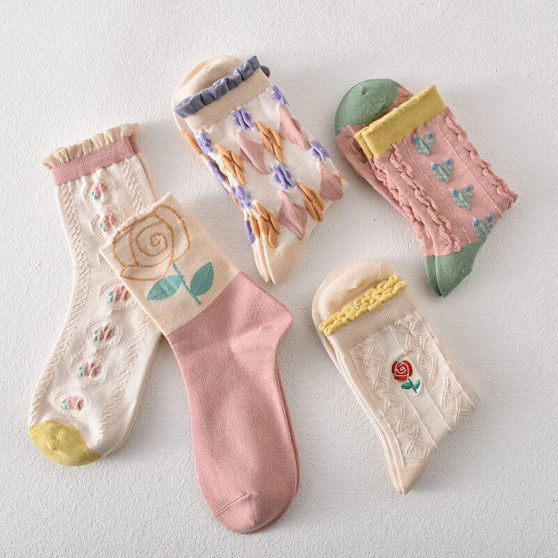 Colorful Womens Flower Patterned Socks (10 Pack)