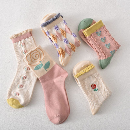 Colorful Womens Flower Patterned Socks (10 Pack)