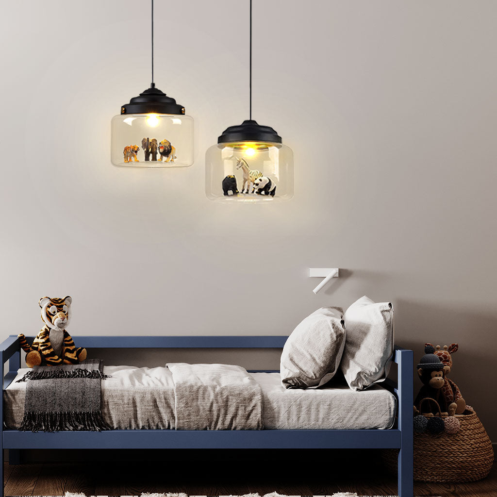 Colorful Kids Glass Pendant Lamp Fun Animal Theme