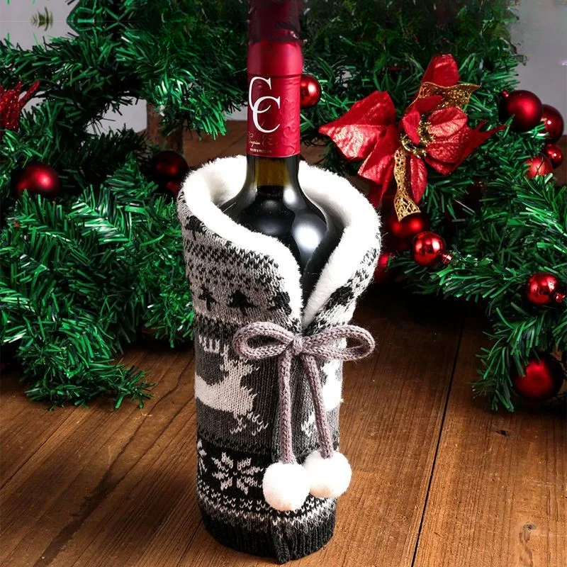 Warm Furry Christmas Wine Bottle Cover