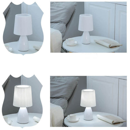 Vintage Style Desk Lamp with Fabric Shade and Metal Base
