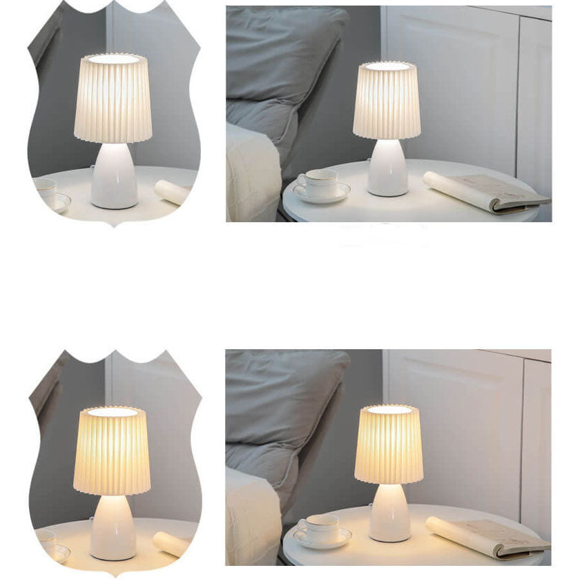 Vintage Style Desk Lamp with Fabric Shade and Metal Base