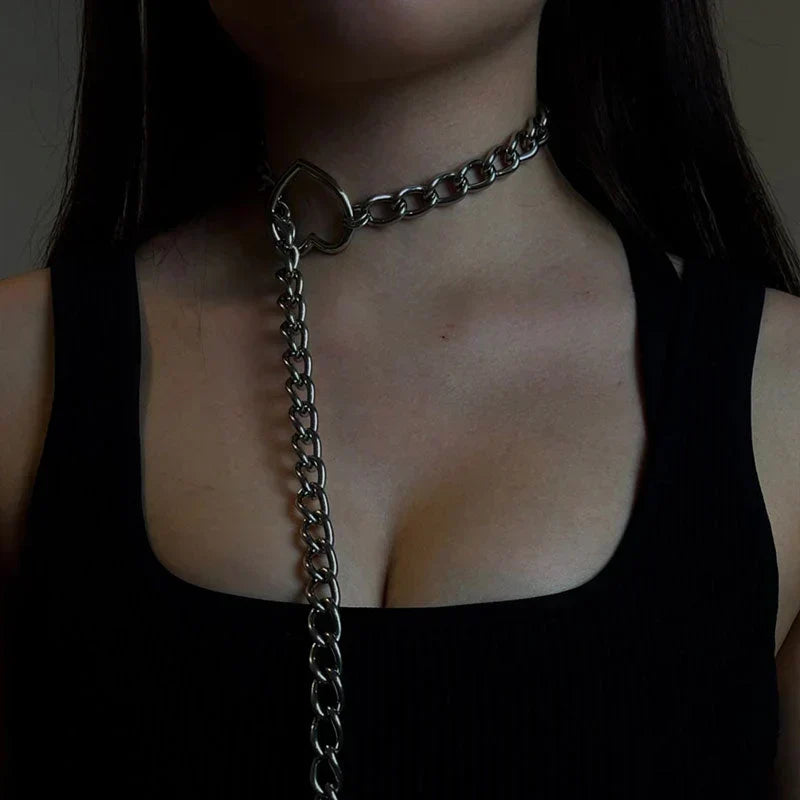 Edgy Black Heart Pendant Necklace