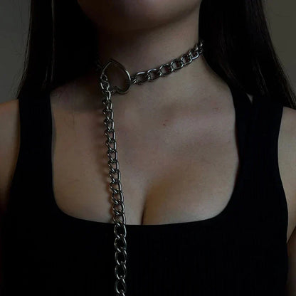 Edgy Black Heart Pendant Necklace