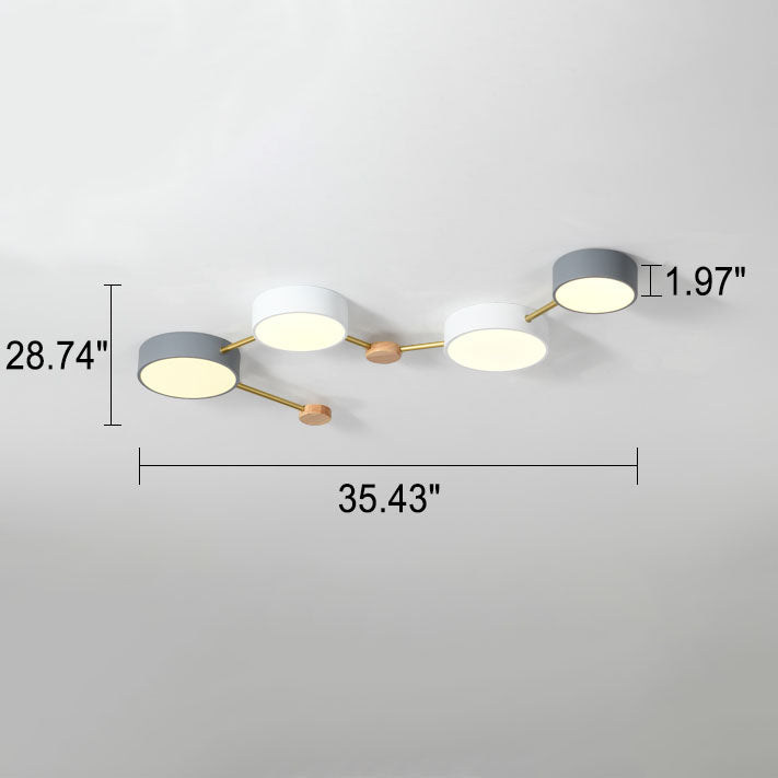 Sleek Gray Wooden Ceiling Light Fixtures 23.6 Inch