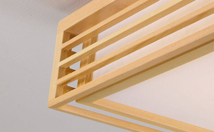 Sleek LED Ceiling Light Wooden Beige Modern Room Fixture
