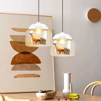 Colorful Kids Glass Pendant Lamp Fun Animal Theme