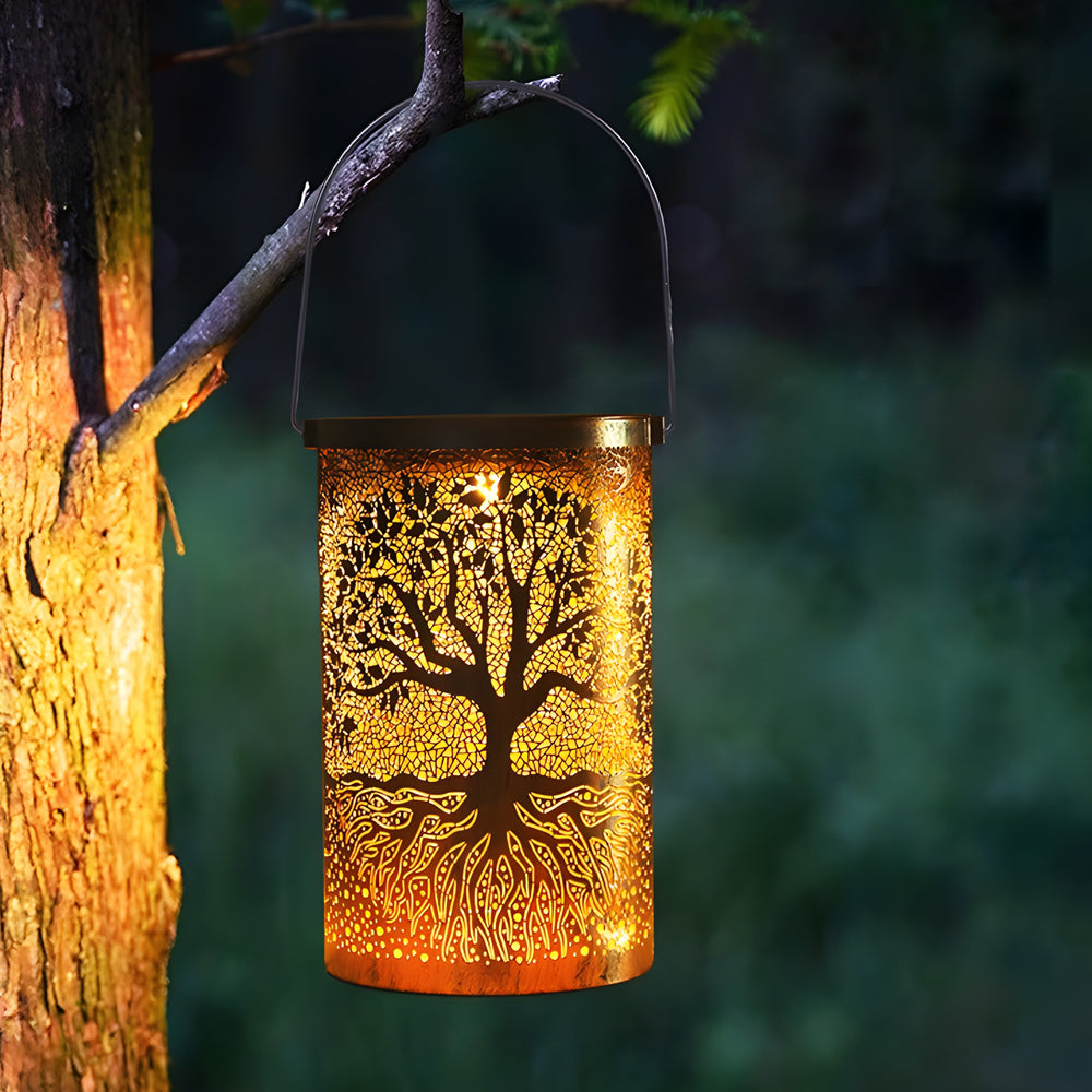 Outdoor Solar Powered Hanging Lanterns Set